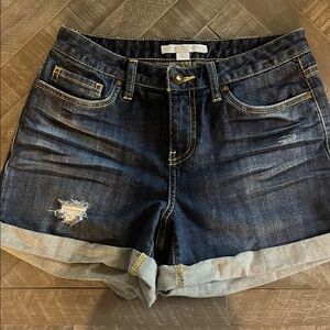 Boston Proper Blue Jean Shorts Distressed Mid-Thigh